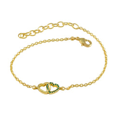 Stella Office Minimalist Green Chain Bracelet Emerald CZ Green