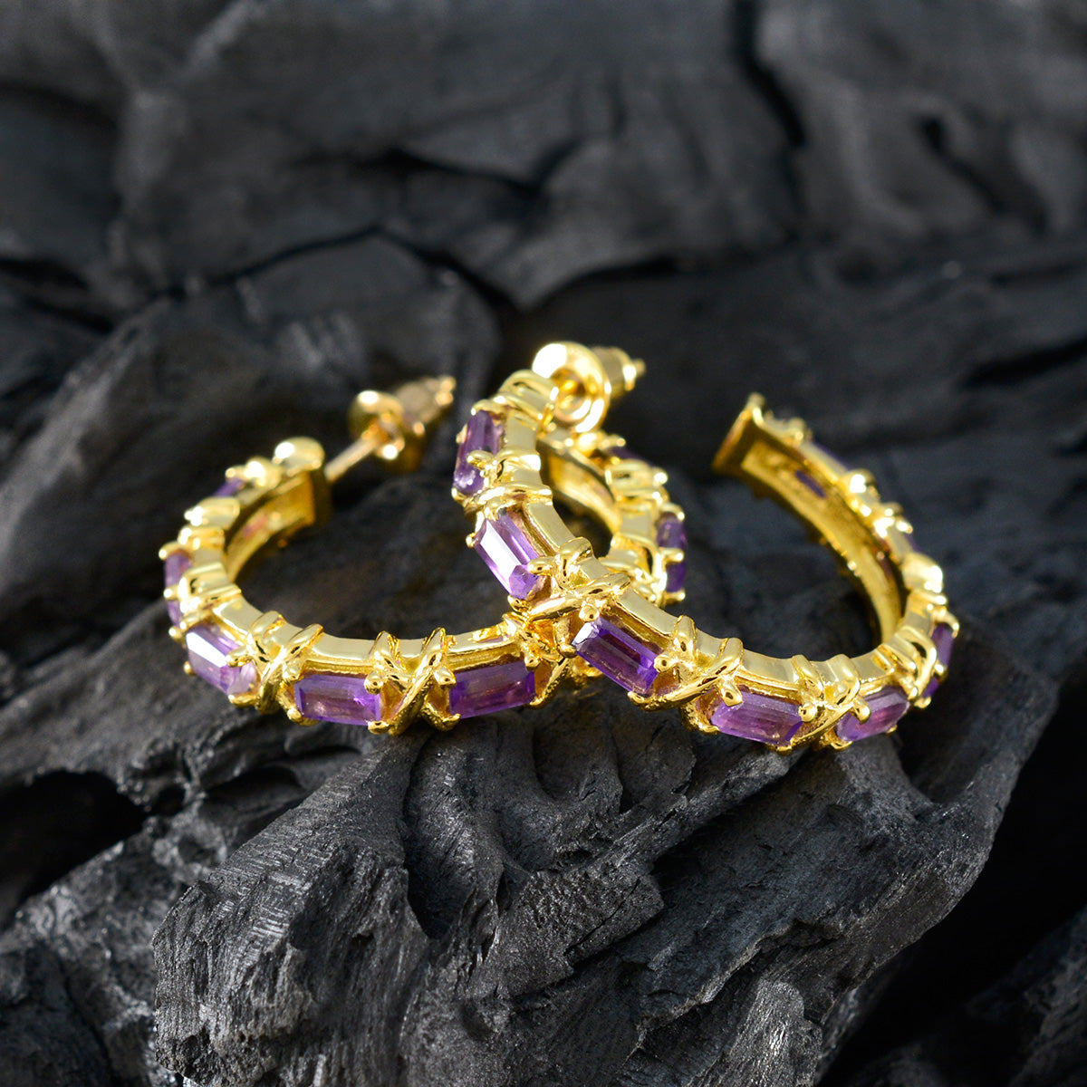 Aaliyah Purple Edgy multiple Stud Earring