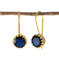 Ana Blue Minimal Solitaire Dangle Earring Blue Sapphire CZ Blue Dangle