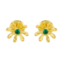 Ángeles Green Delicate Solitaire Stud Earring Emerald CZ Green Stud
