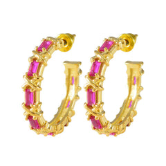 Amelia Red Edgy multiple Stud Earring Ruby CZ Red Stud