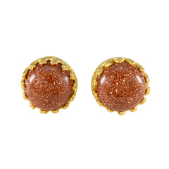Ángeles Brown Dainty Solitaire Stud Earring Sun Stone Brown Stud