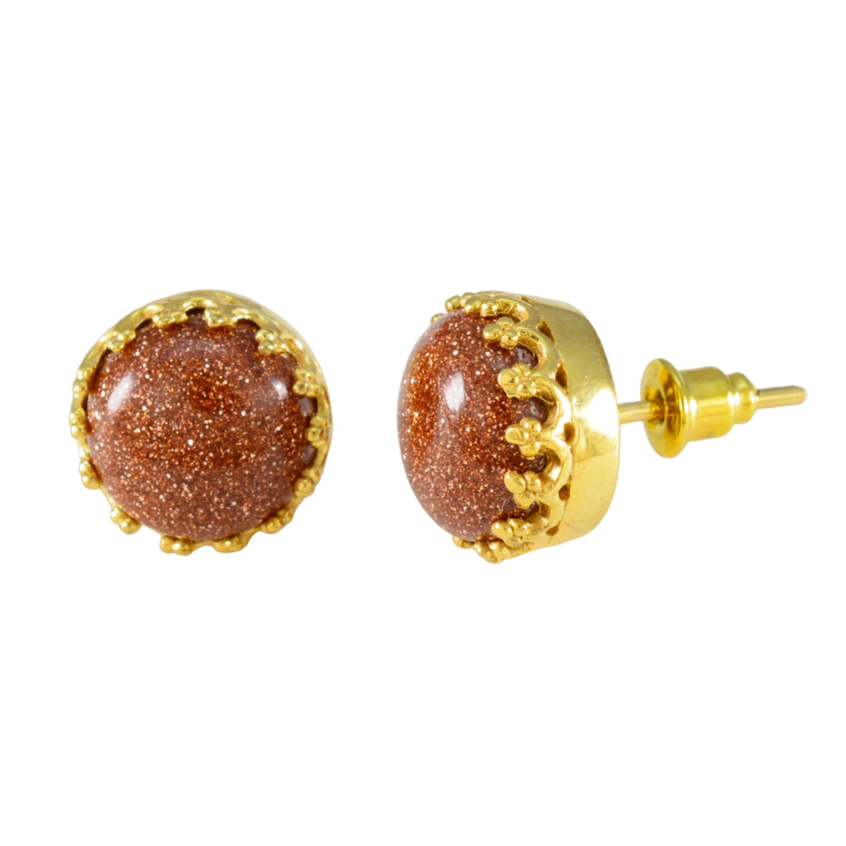 Ángeles Brown Dainty Solitaire Stud Earring
