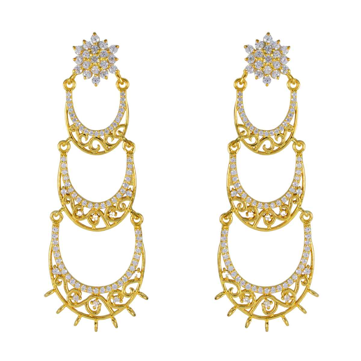 Emily White Edgy multiple Stud Earring White CZ White Stud