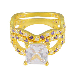 Agustina Engagement Purple Halo Ring Amethyst Purple