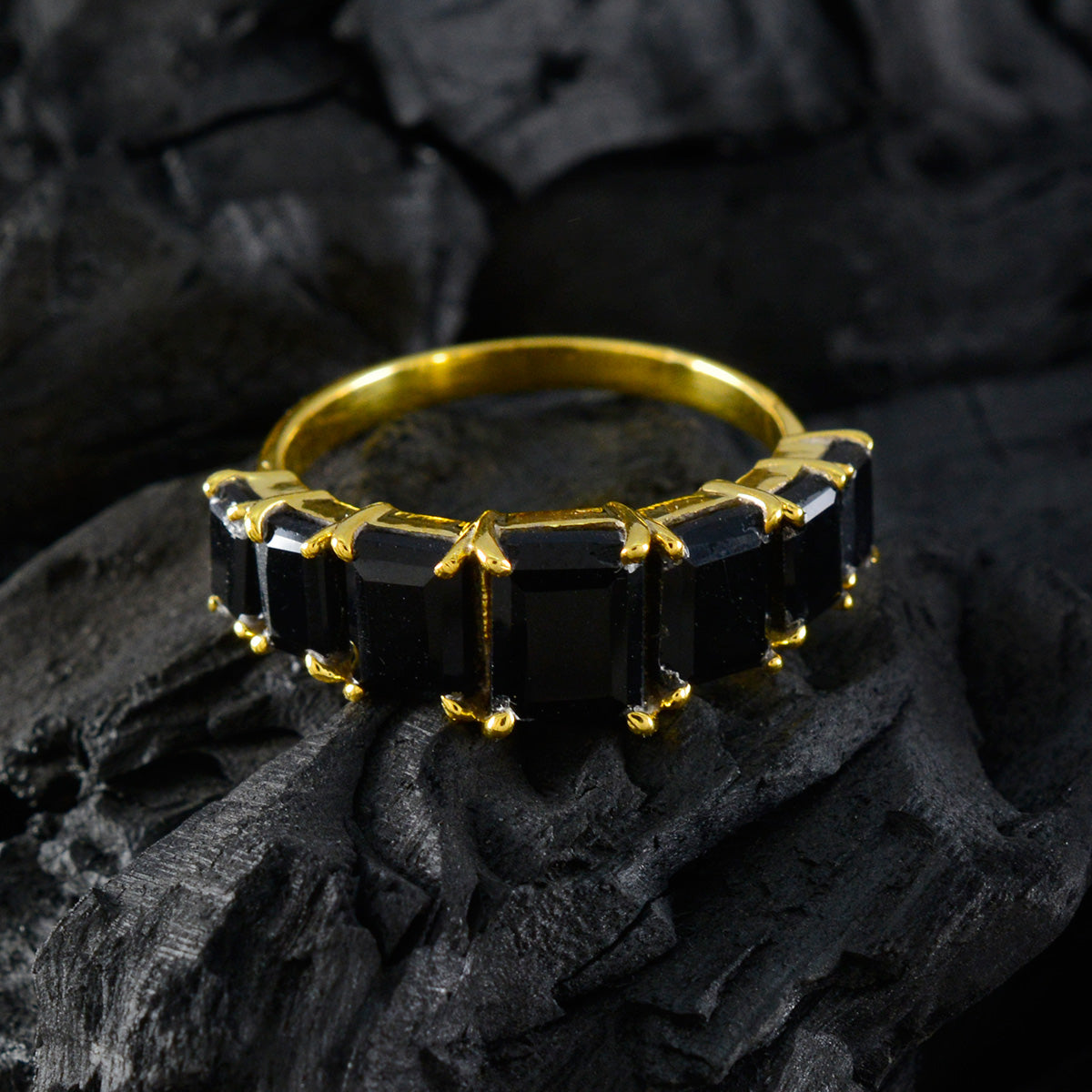 Skylar Engagement Black Hepta Ring