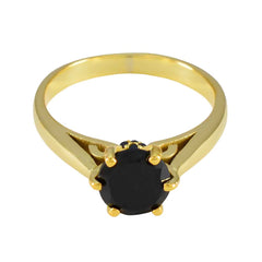 Abigail Feminine Black Solitaire Ring Black Onyx Black