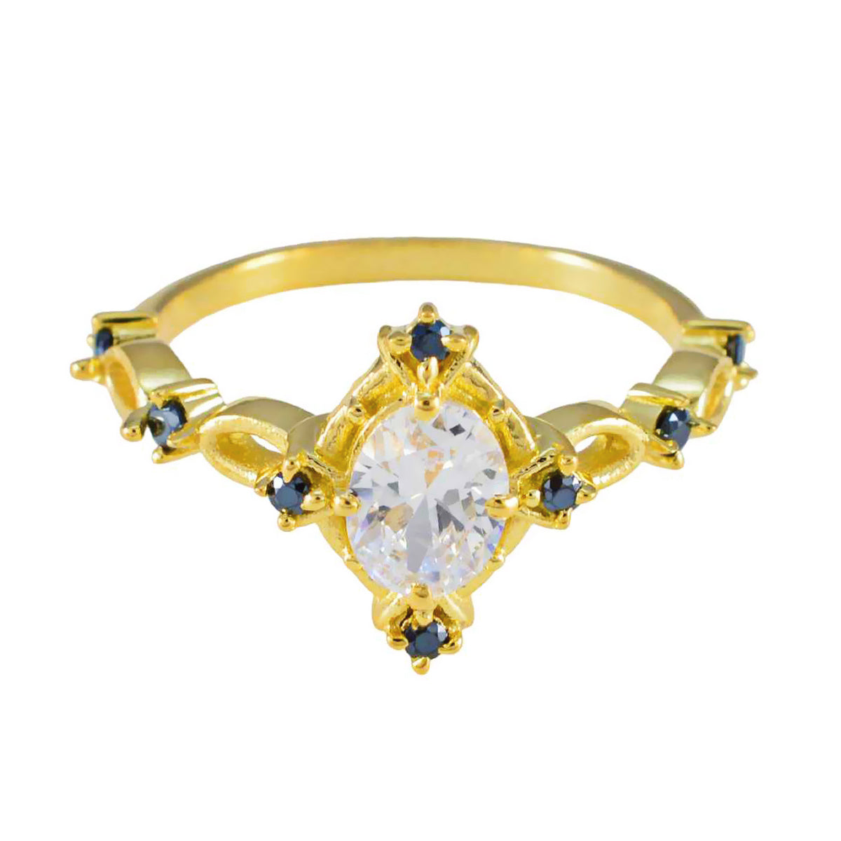 Hye-jin propsel Blue Halo Ring Blue Sapphire CZ Blue