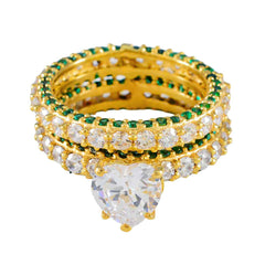 Emilia Love Green Halo Ring Emerald CZ Green