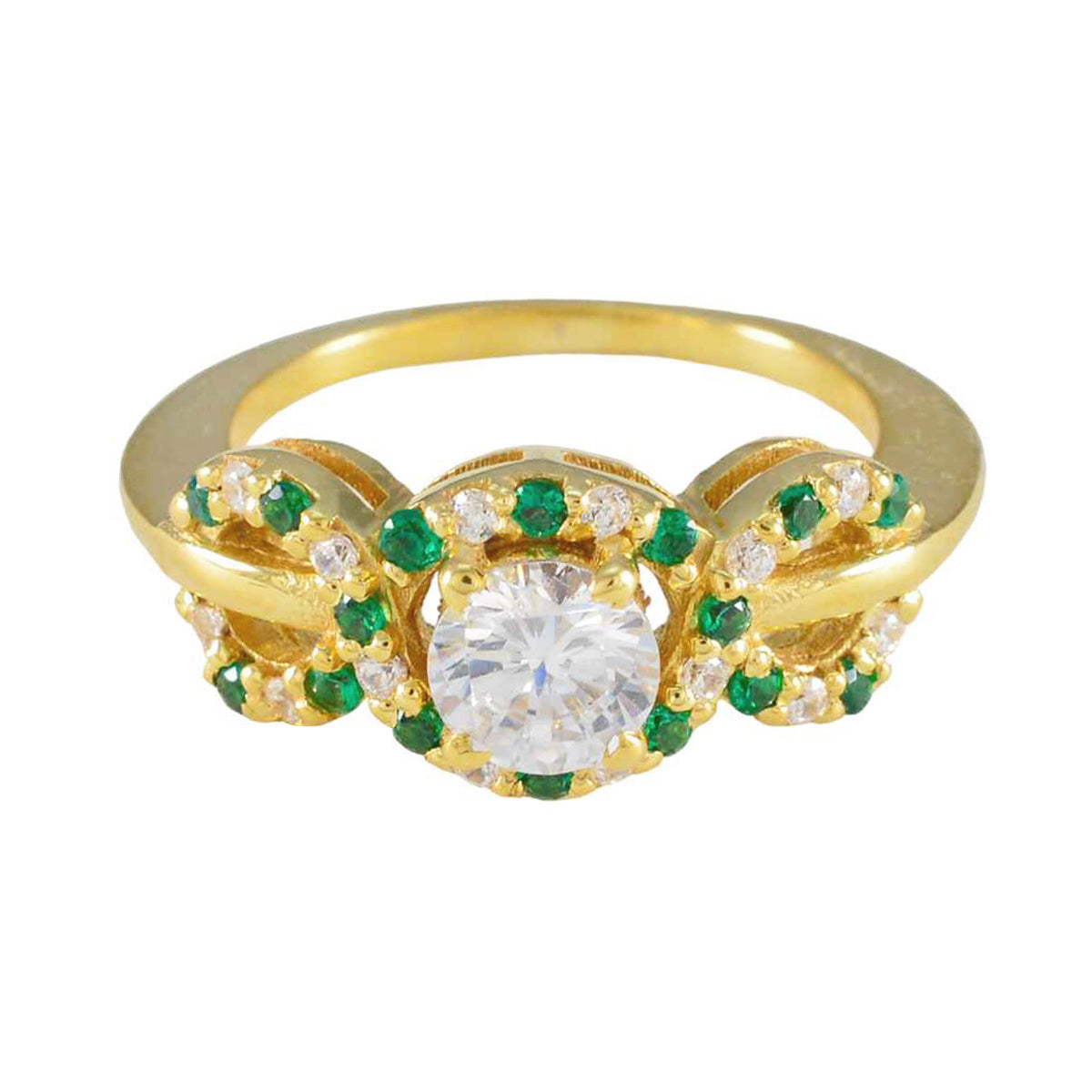 Wen propsel Green Halo Ring Emerald CZ Green