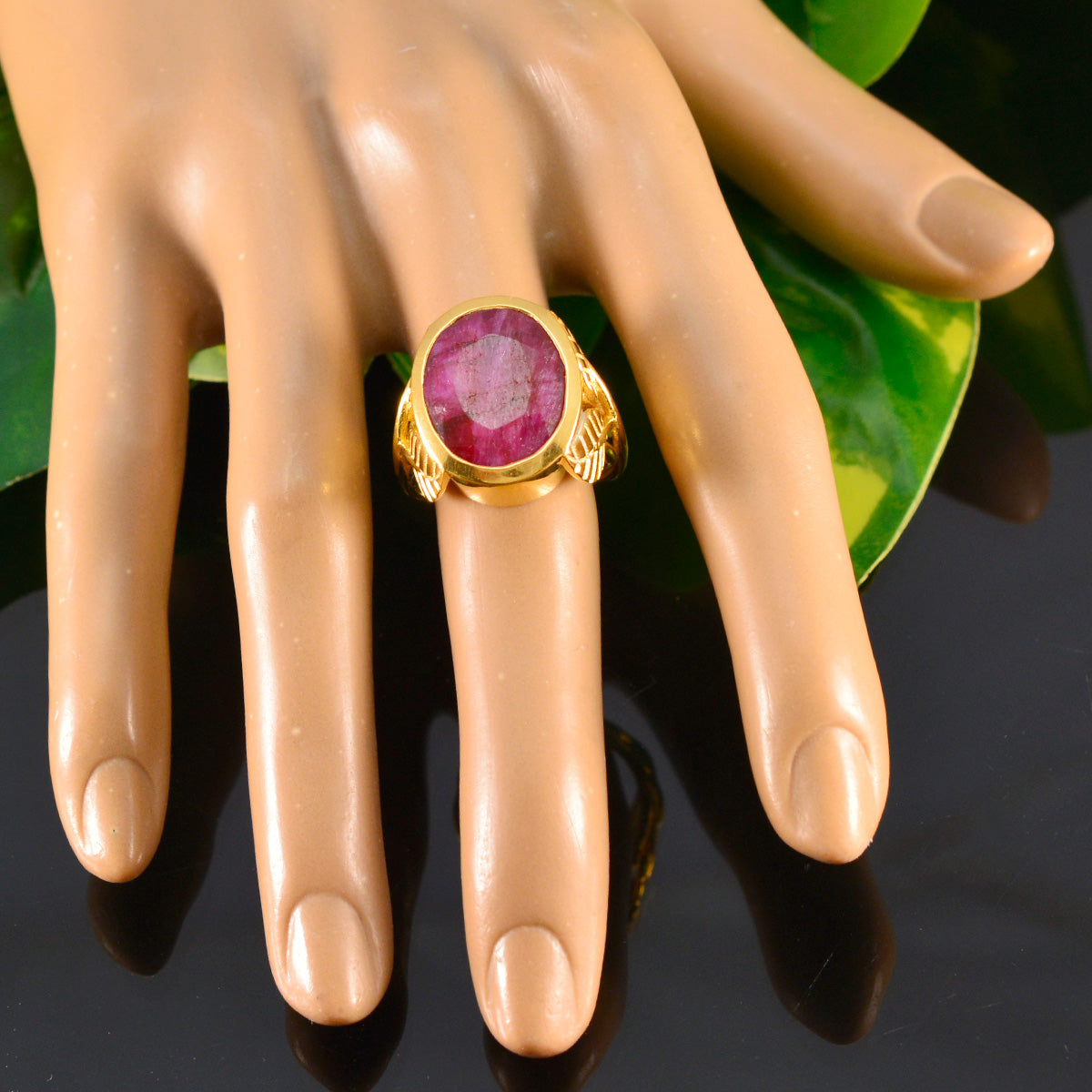 Lucia Signet Red Solitaire Ring