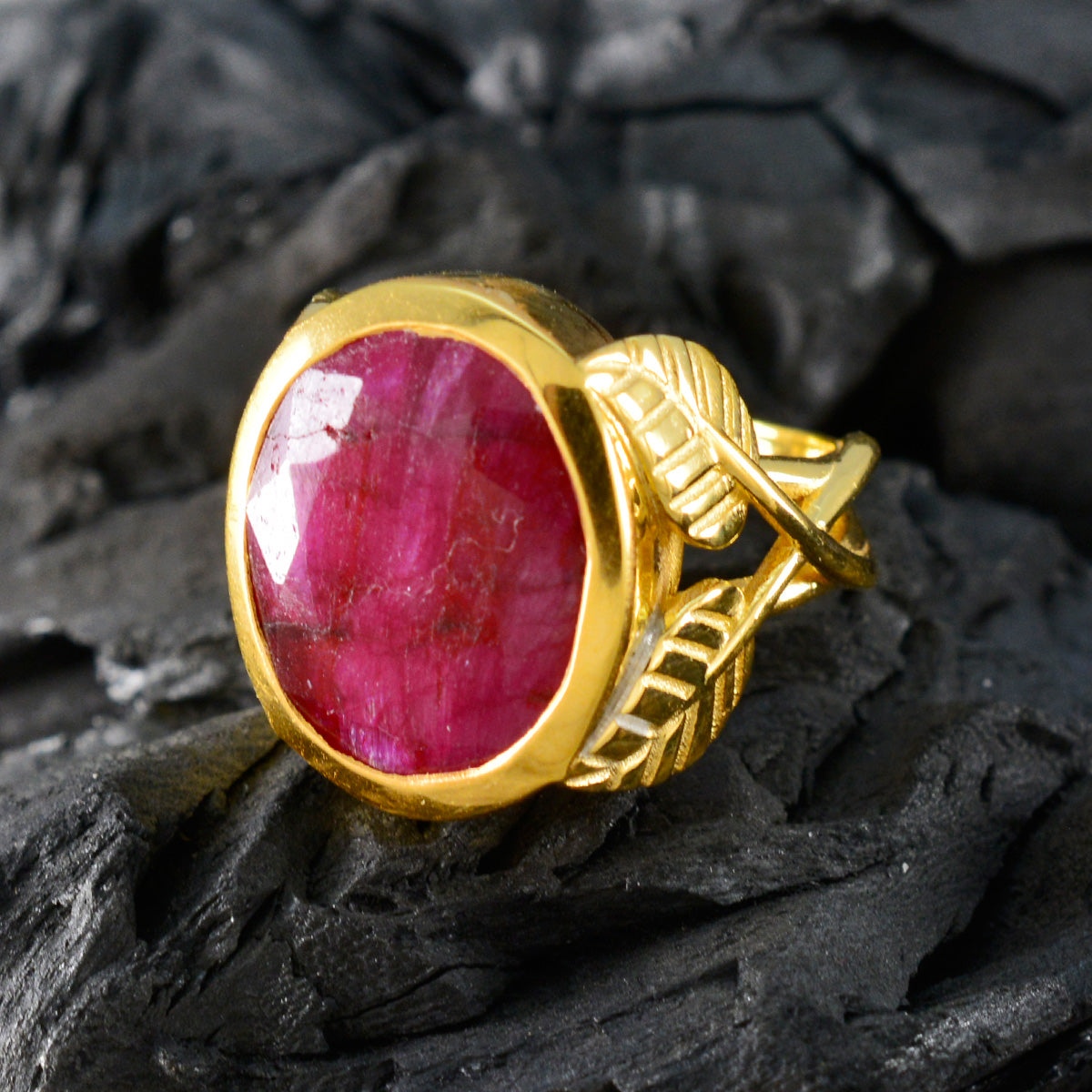 Lucia Signet Red Solitaire Ring