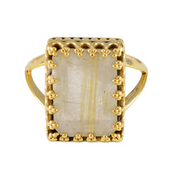 Angel wedding Golden Solitaire Ring Rutile Quartz Yellow