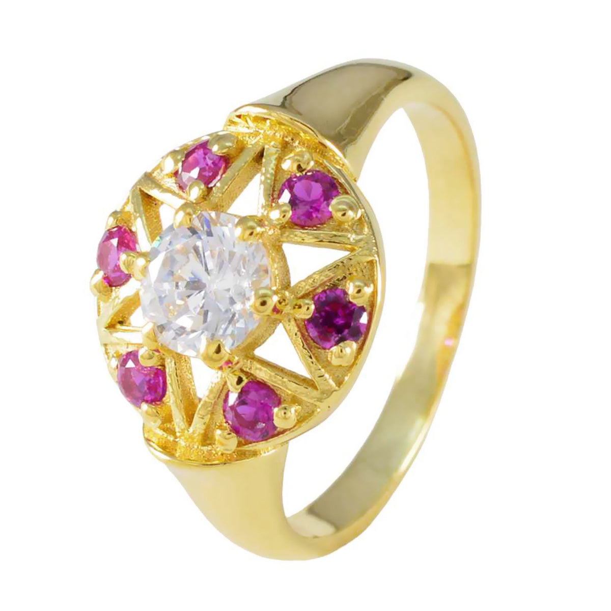 Jiwoo Engagement Red Navratna Ring