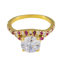 Aiko Sophisticated Red Halo Ring Ruby CZ Red