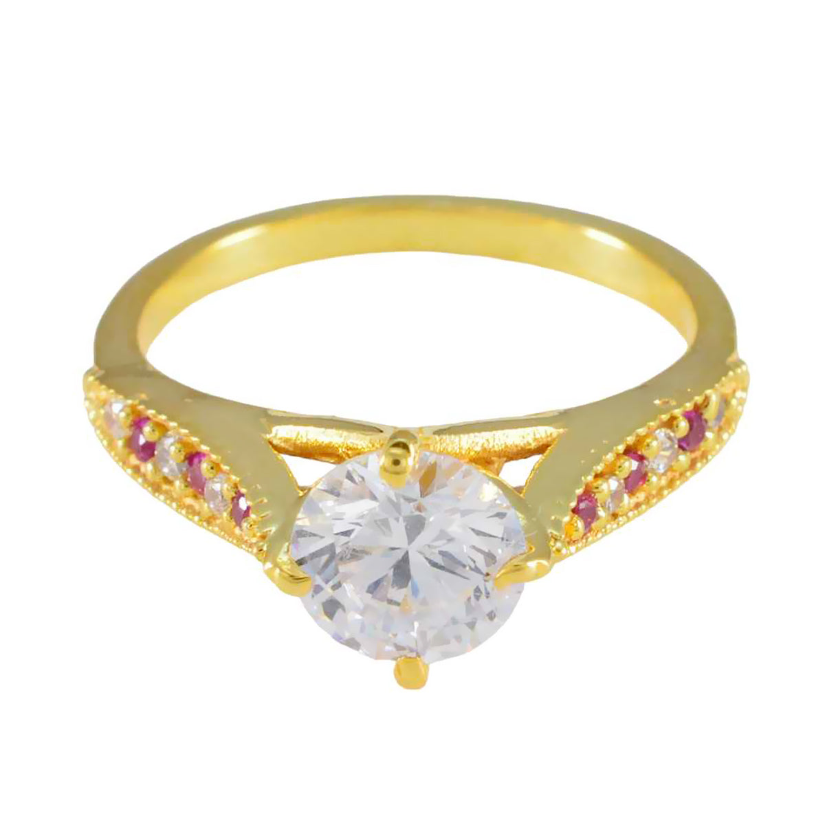 Isabella Graceful Red Halo Ring Ruby CZ Red