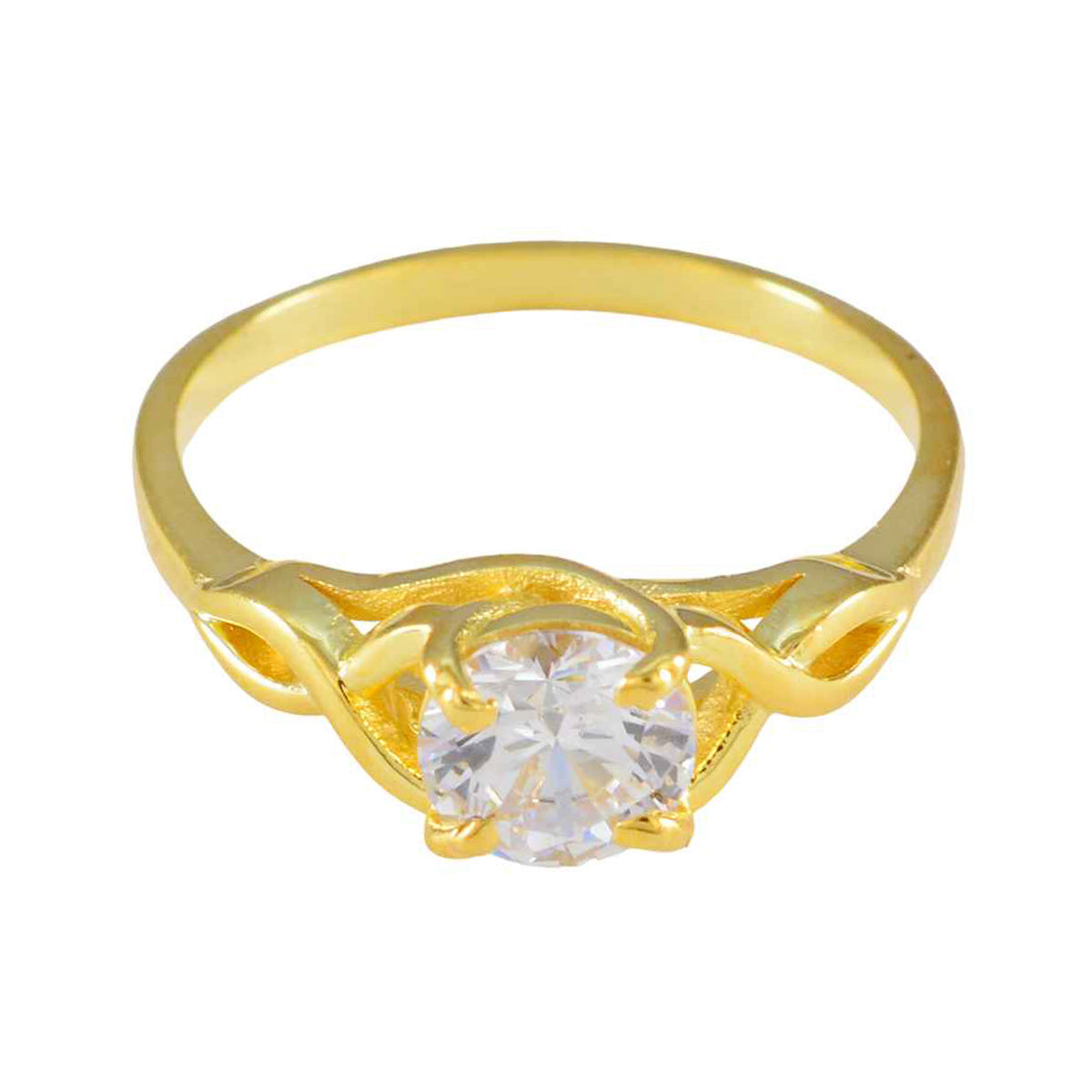 Emilia Abstract White Solitaire Ring White CZ White
