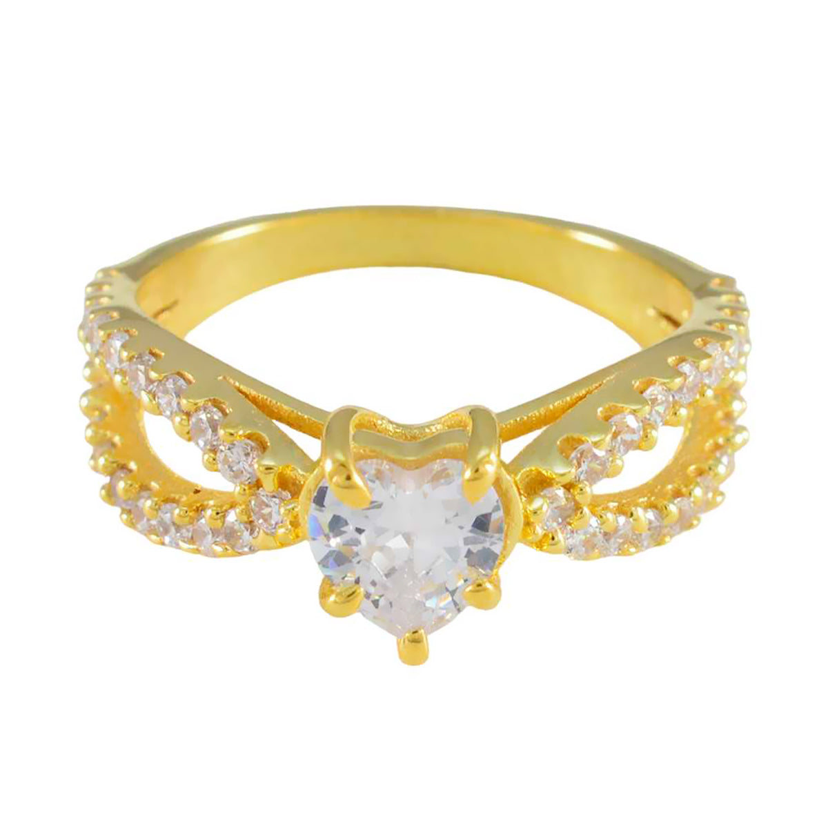 Giulia Modern White Halo Ring White CZ White