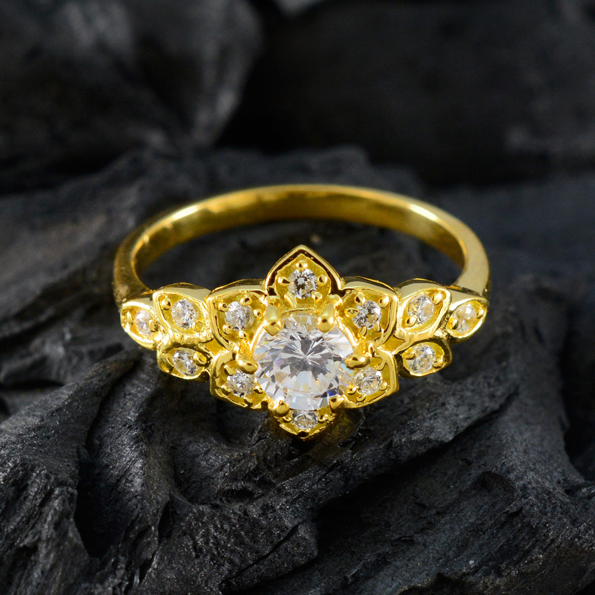 Lakshmi Modern White Halo Ring