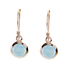 Maya Blue Dainty Solitaire Dangle Earring Chalcedony Blue Dangle