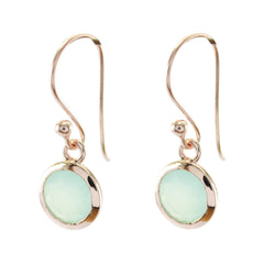 Mia Blue Dainty Solitaire Dangle Earring Chalcedony Blue Dangle