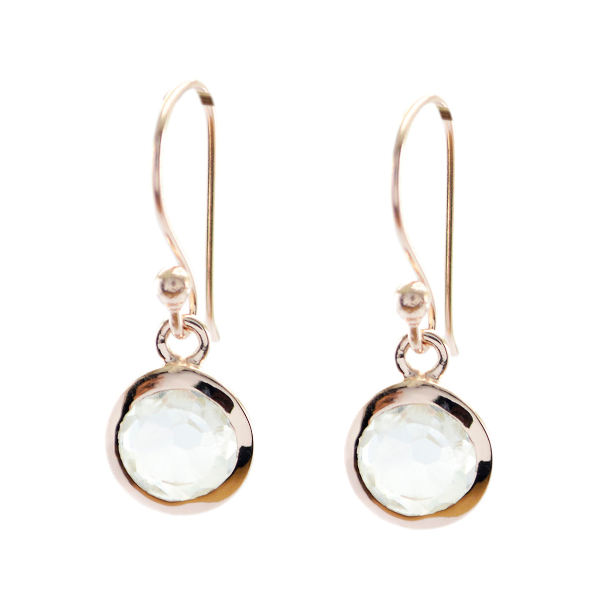 Mila White Dainty Solitaire Dangle Earring Crystal Quartz White Dangle