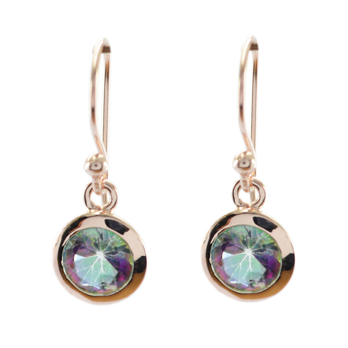 Nora multicolor Dainty Solitaire Dangle Earring Mystic Quartz multicolor Dangle