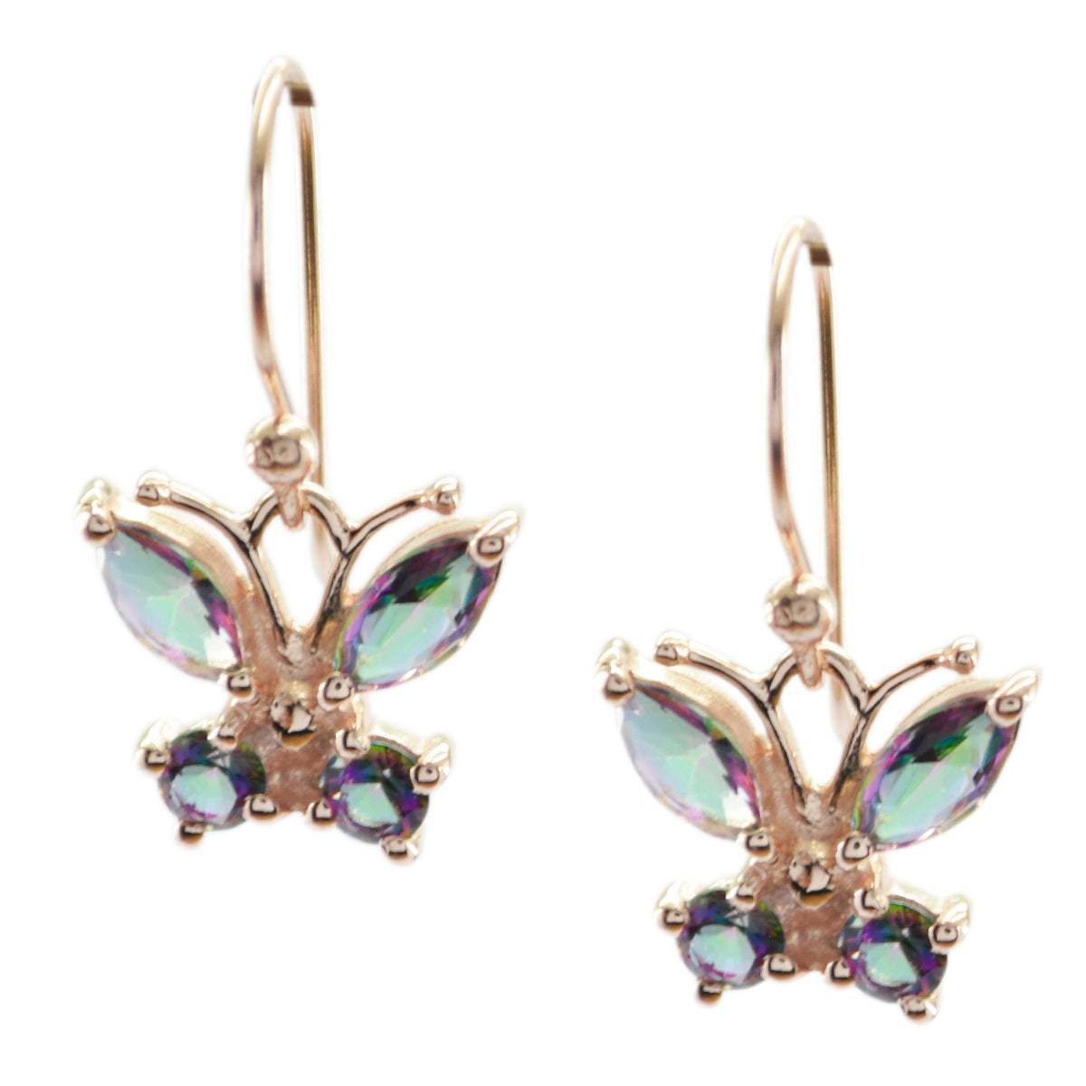 Leah multicolor Dainty multiple Dangle Earring Mystic Quartz multicolor Dangle