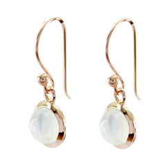 Nova White Dainty Solitaire Dangle Earring Rainbow Moonstone White Dangle