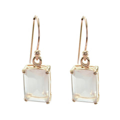 Sofia Pink Featherlight Solitaire Dangle Earring Rose Quartz Pink Dangle