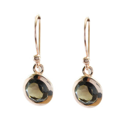 Olivia Brown Dainty Solitaire Dangle Earring Smoky Quartz Brown Dangle