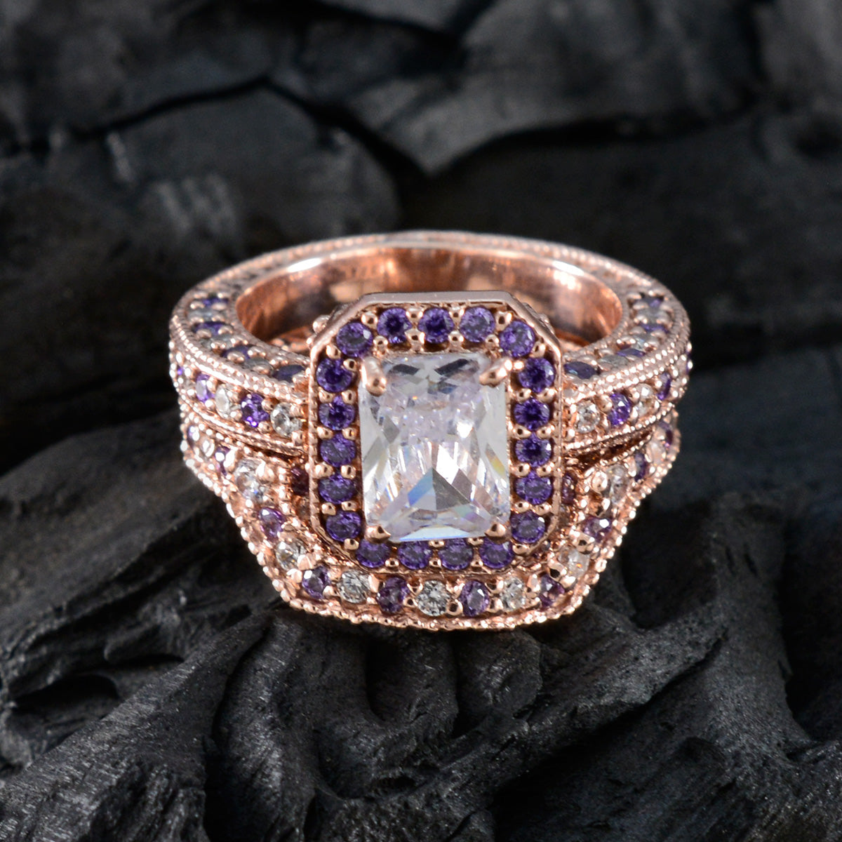 Ananya Romantic Purple Halo Ring