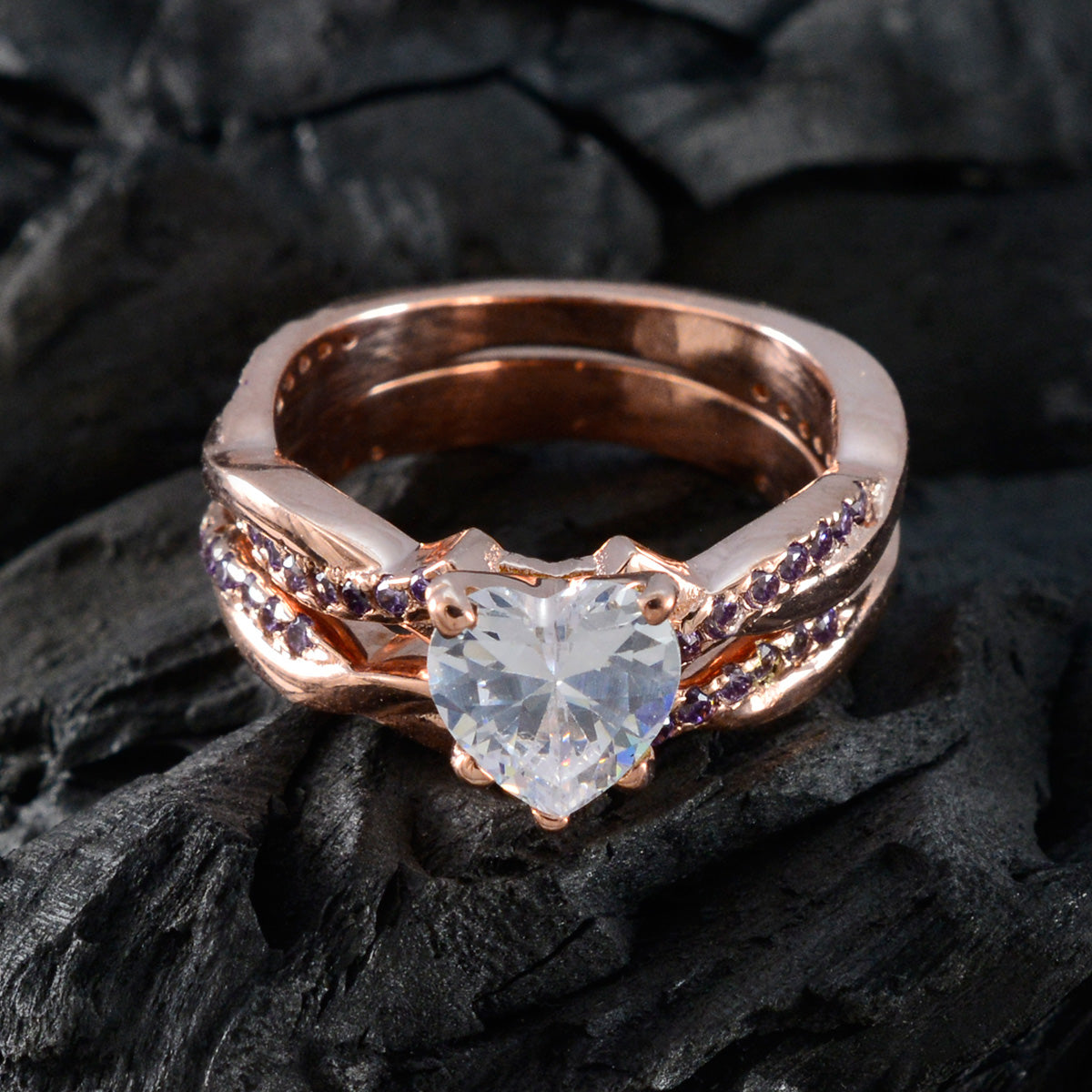Gabriela Heart Purple Halo Ring