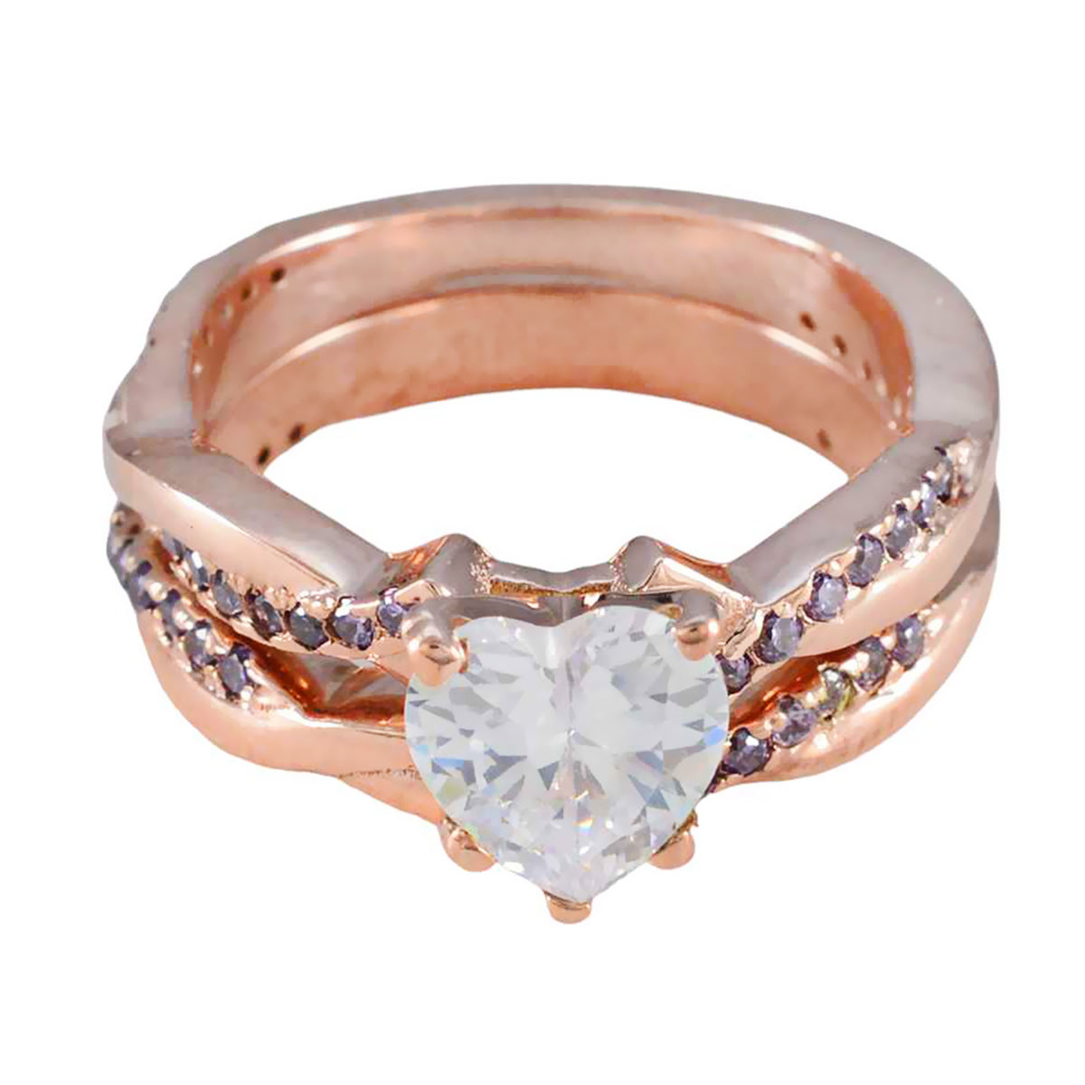 Gabriela Heart Purple Halo Ring Amethyst Purple