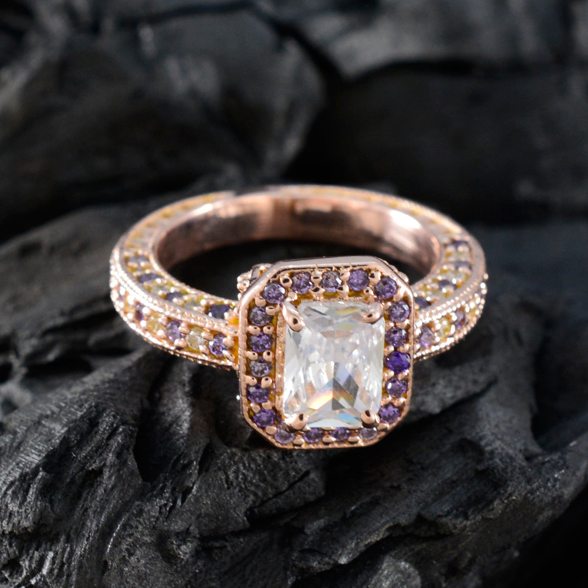 Elena valentine Purple Halo Ring