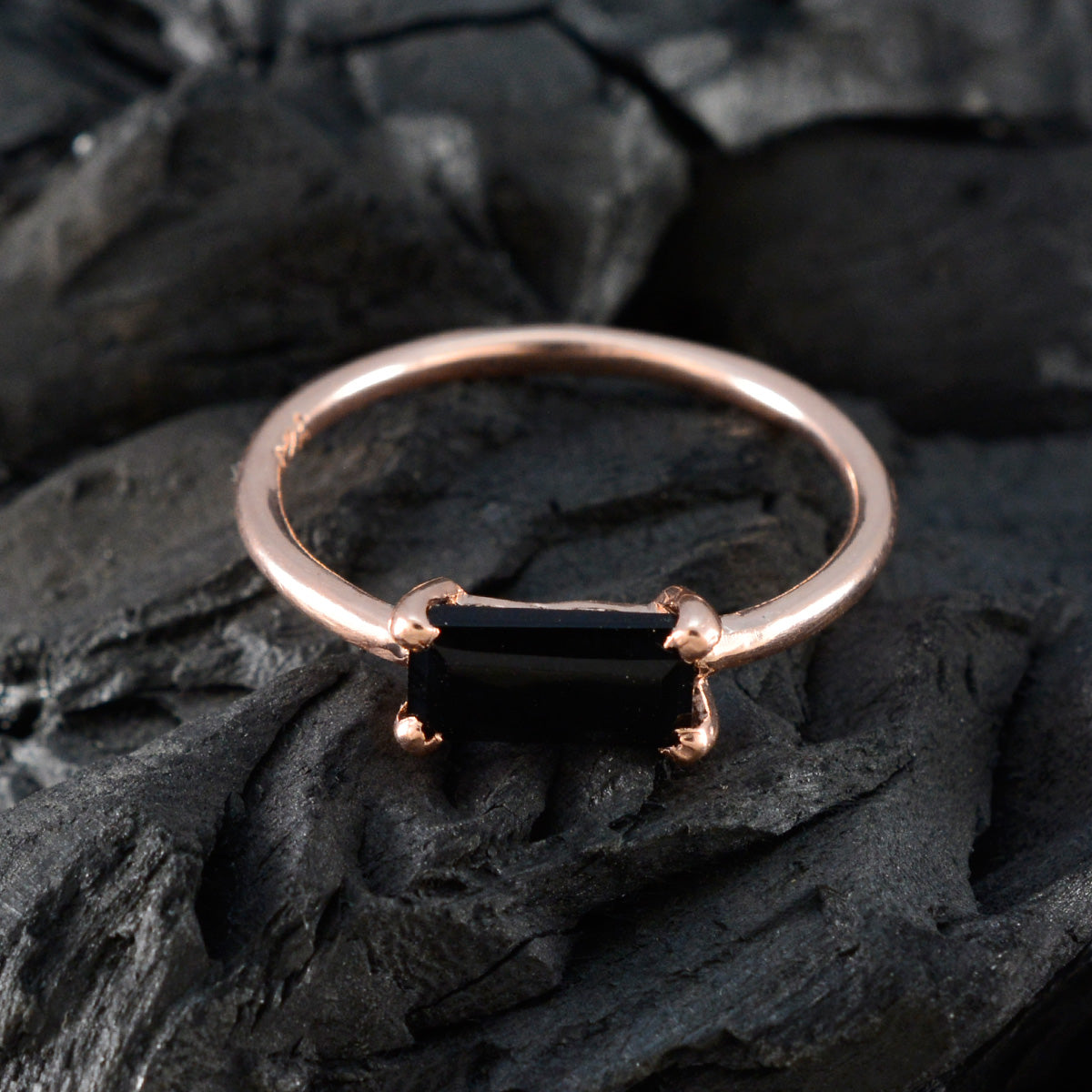 Julia Sophisticated Black Solitaire Ring