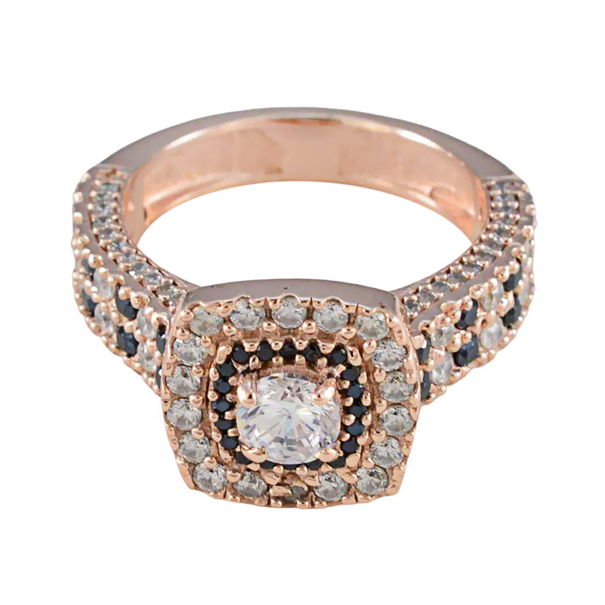 Jiwoo Romantic Blue Halo Ring Blue Sapphire CZ Blue