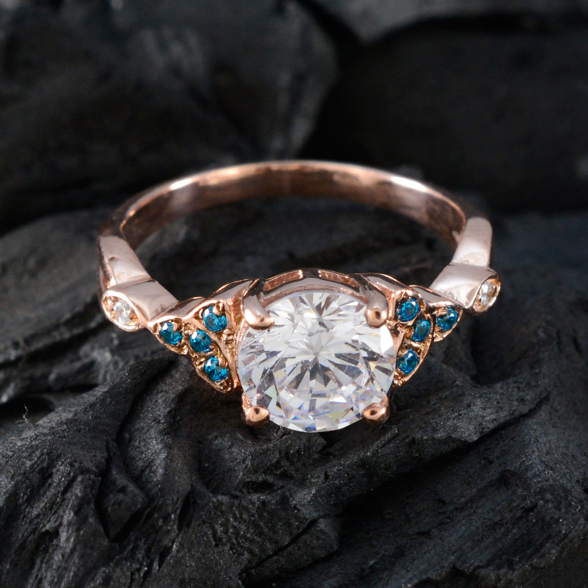 Andrea wedding Blue Halo Ring