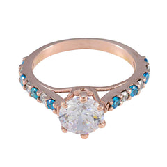Ji-eun Modern Blue Halo Ring Blue Topaz CZ Blue