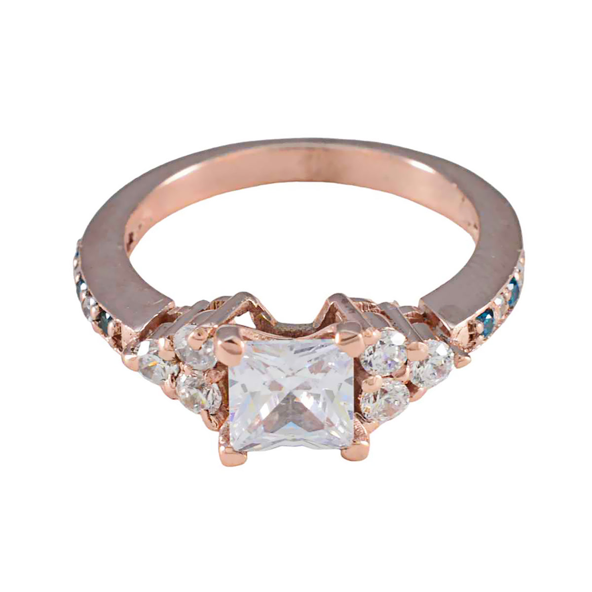 Dayana Engagement Blue Halo Ring Blue Topaz CZ Blue