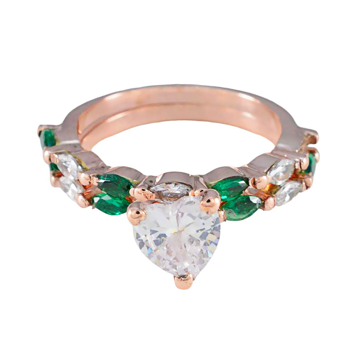 Zoe Engagement Green multiple Ring Emerald CZ Green