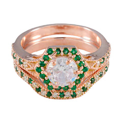 Emily Romantic Green Halo Ring Emerald CZ Green