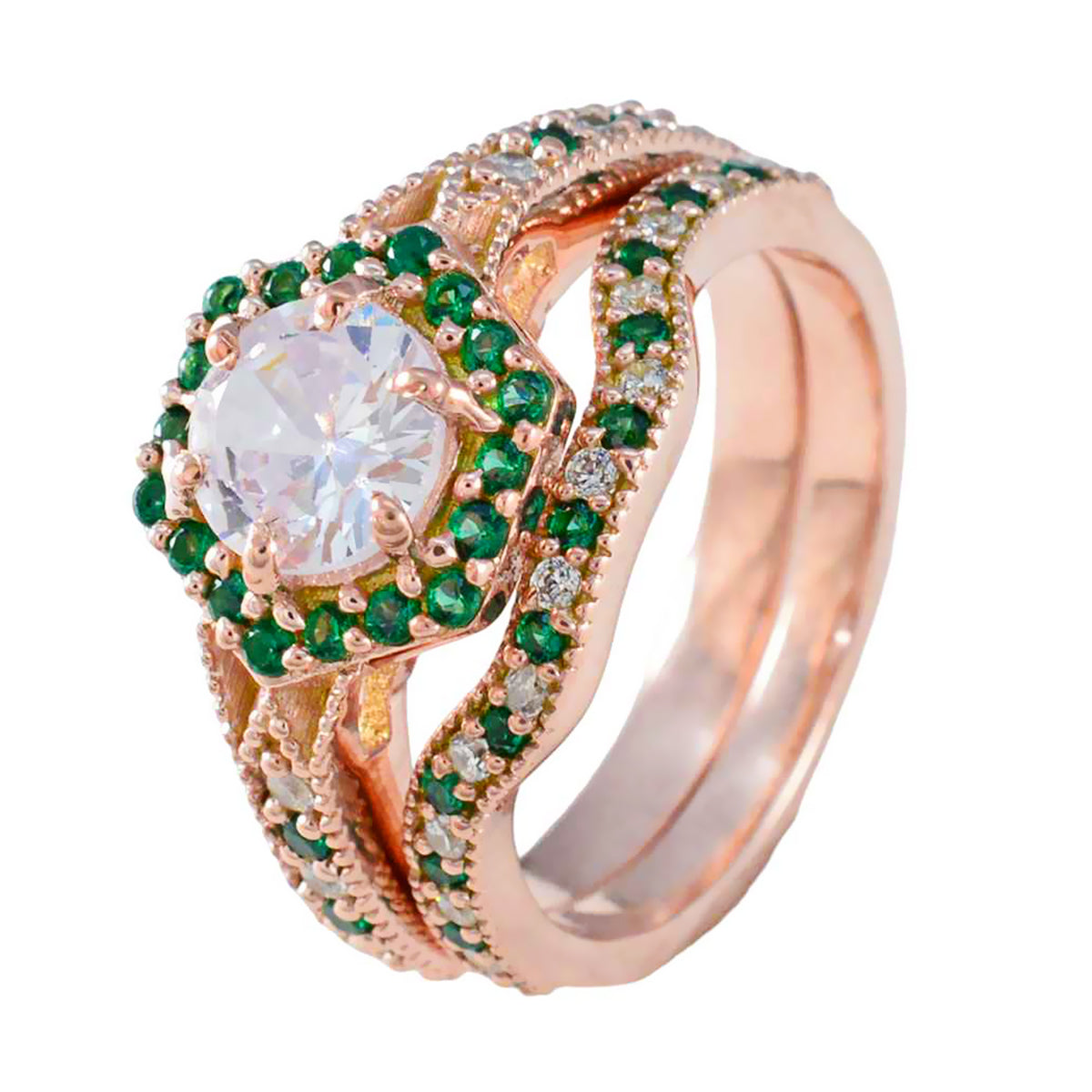 Emily Romantic Green Halo Ring