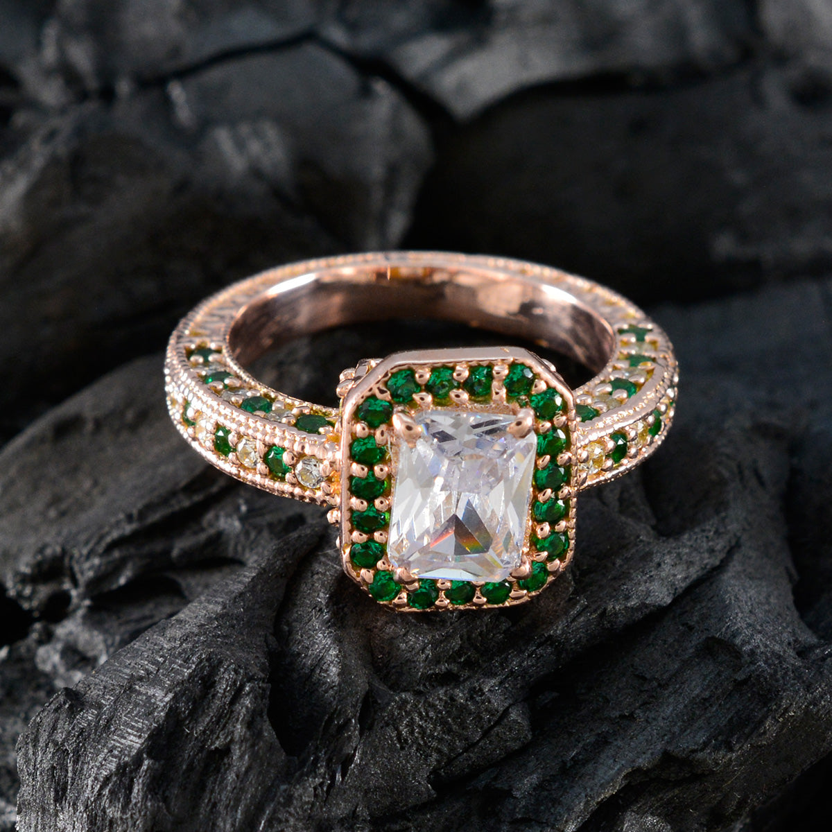 Grace Promise Green Halo Ring