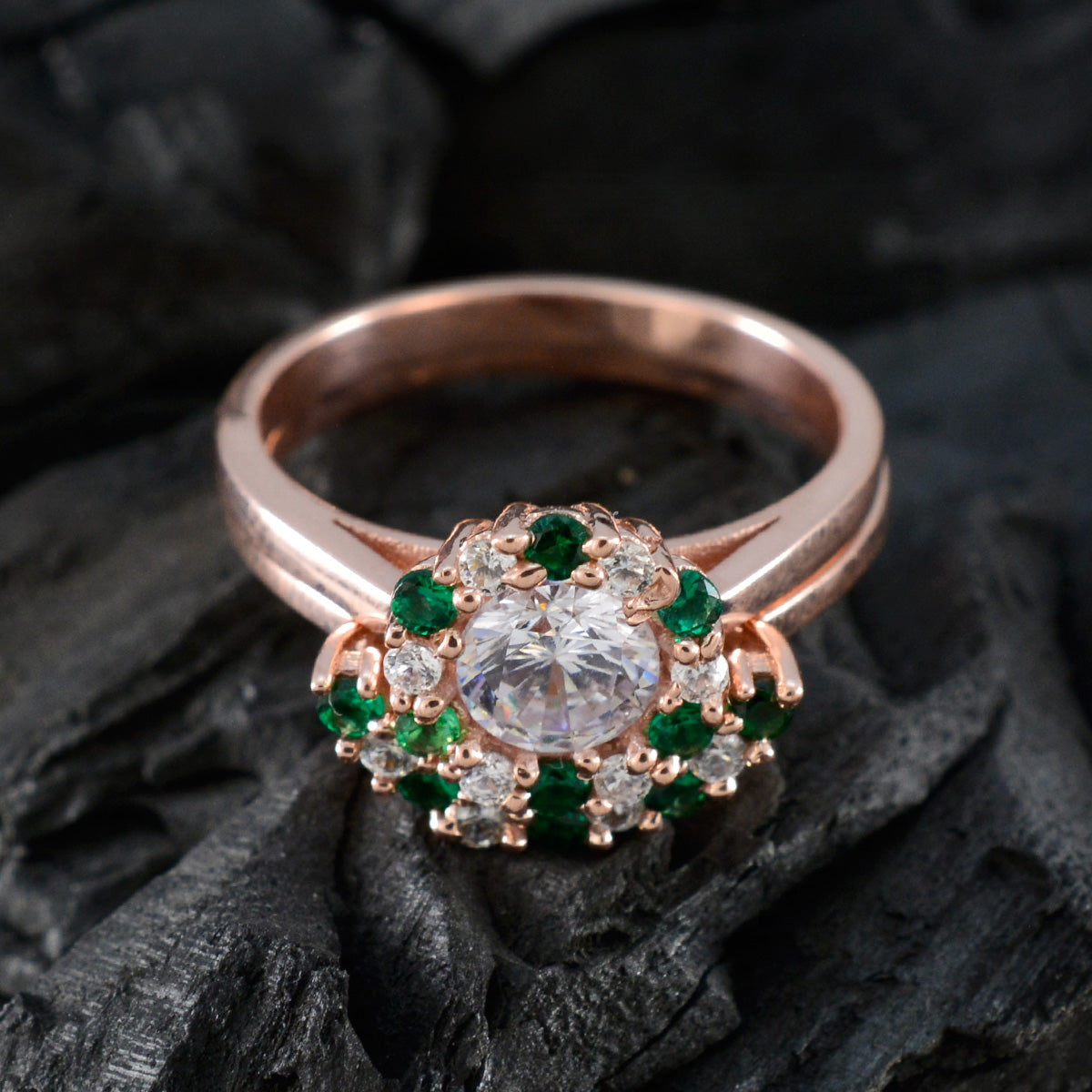 Maria Engagement Green Halo Ring