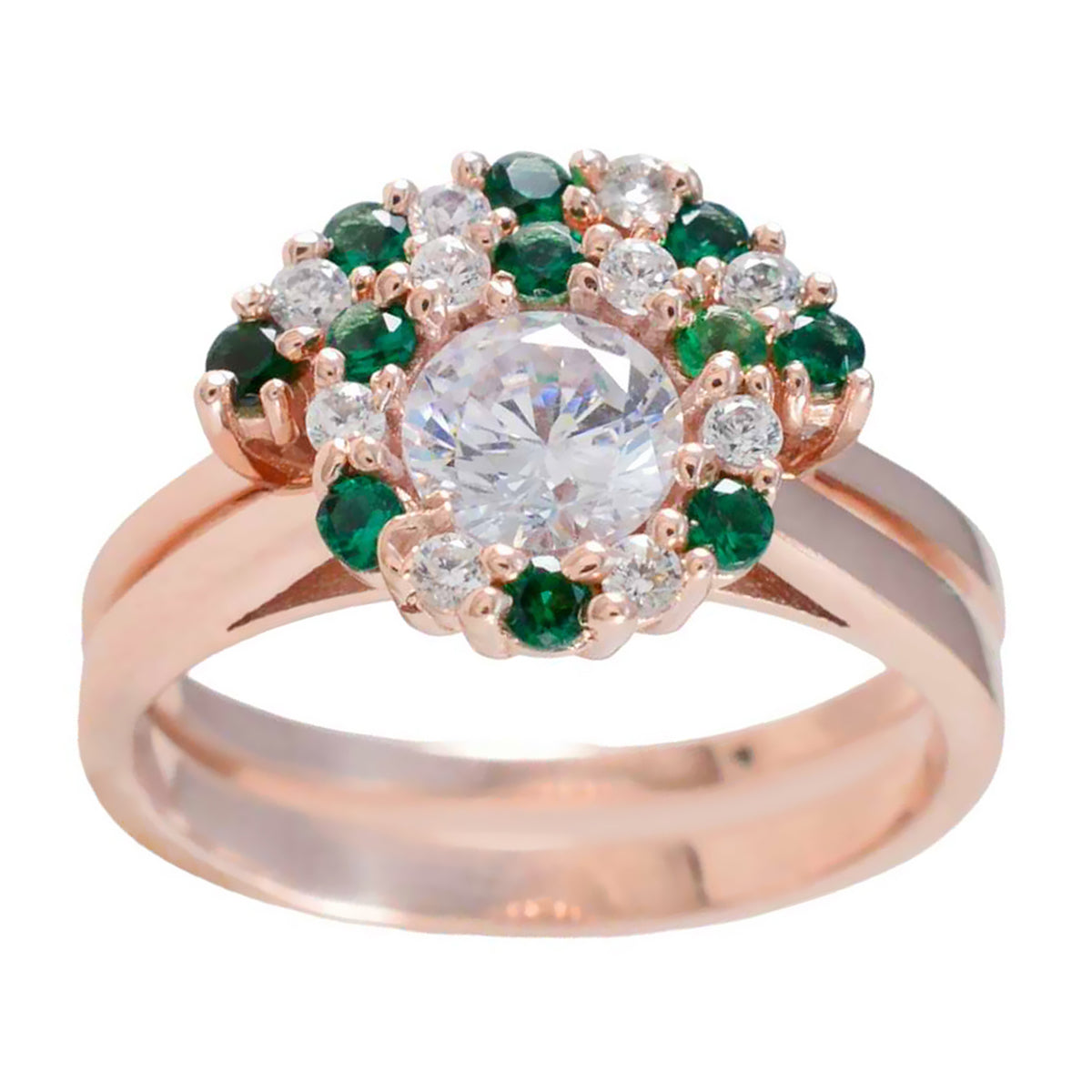 Maria Engagement Green Halo Ring