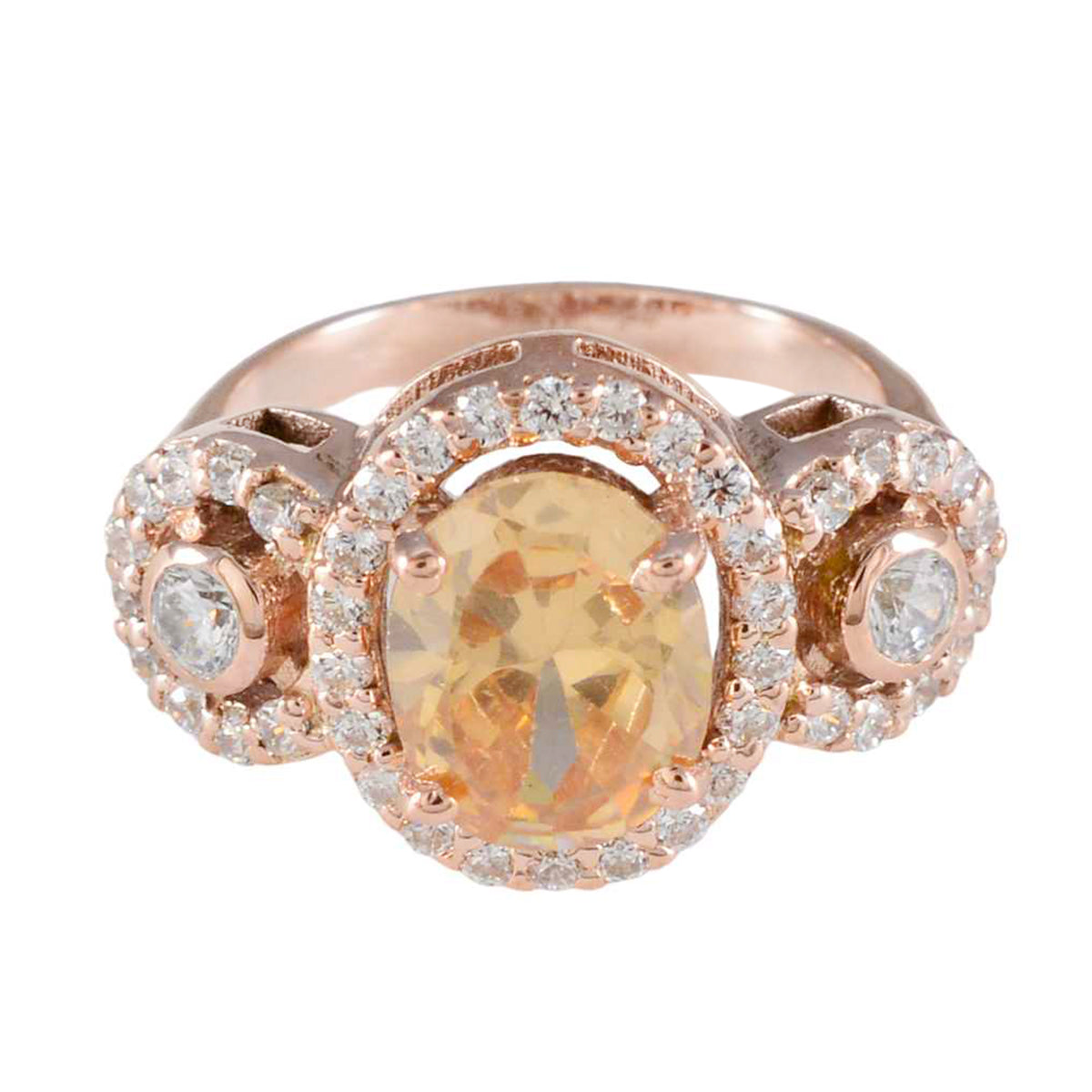 Xiu propsel Brown Halo Ring Morganite CZ Brown