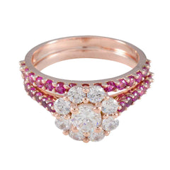 Amelia Feminine Red Halo Ring Ruby CZ Red