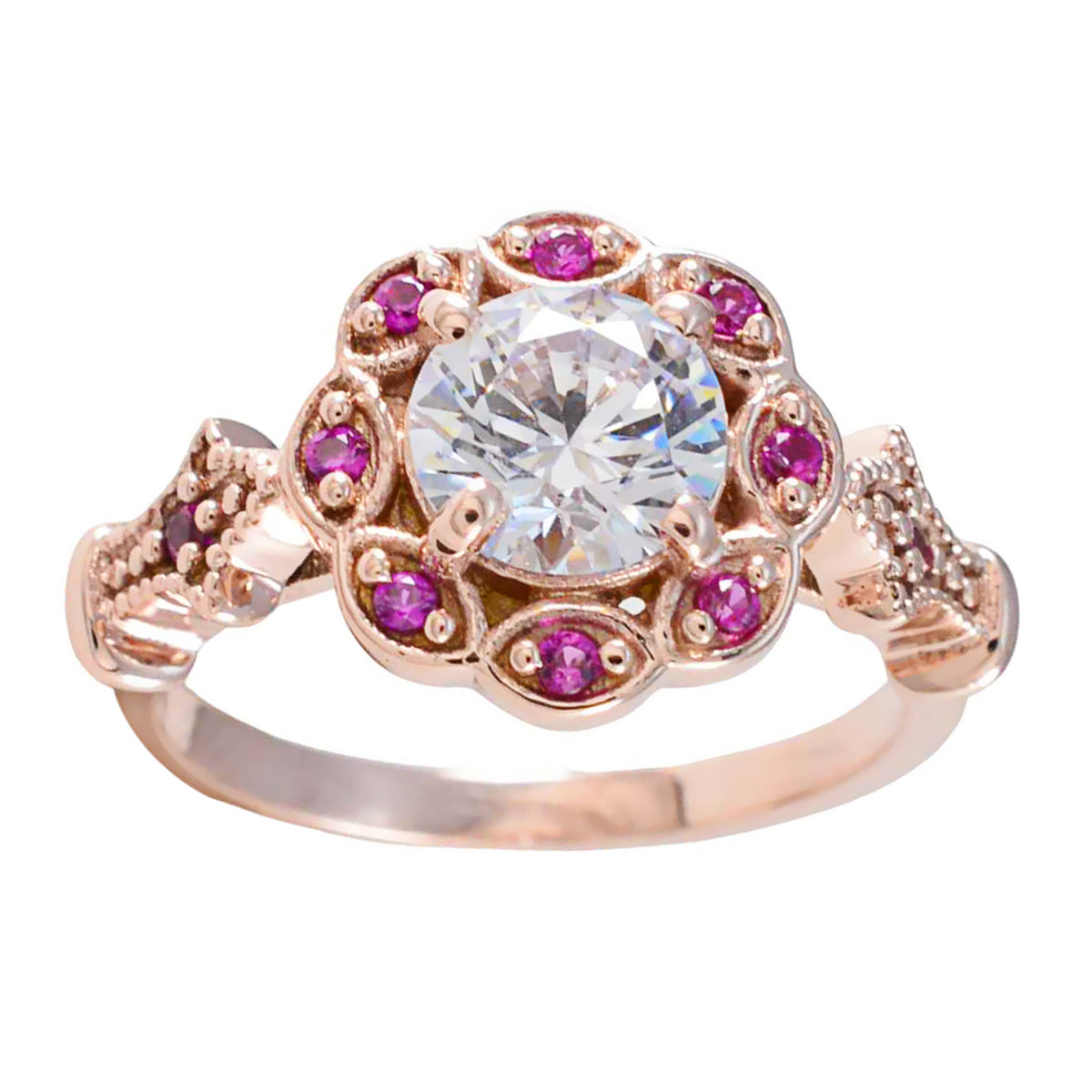 Bianca Engagement Red Halo Ring