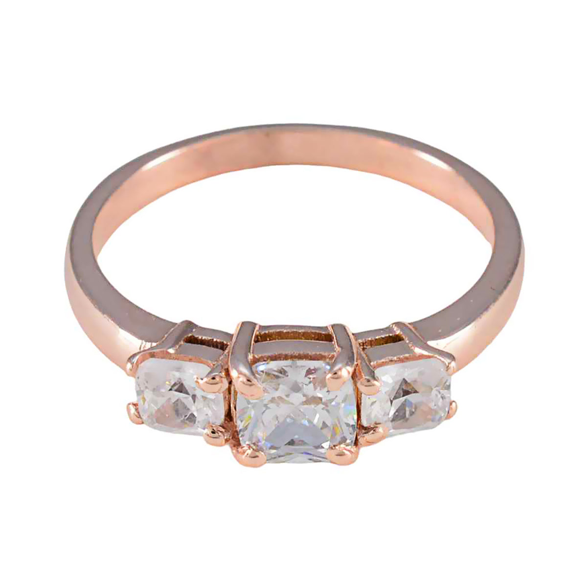 Aaliyah Luxurious White Trilogy Ring White CZ White